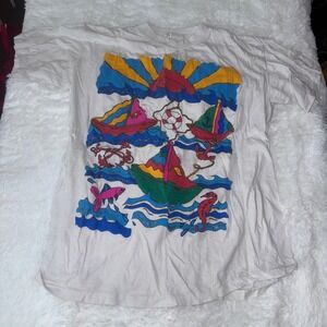 Vintage‎ Novelty Graphic T Shirt One Size Fits All Boats Anchors